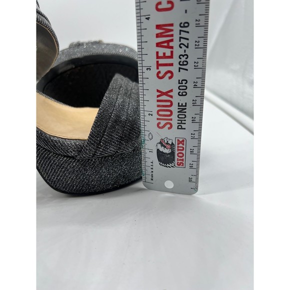 9 M Gianni Bini Silver Glitter Strap Sandal 4” High Heel Open Toe Platform Sling - Picture 8 of 8